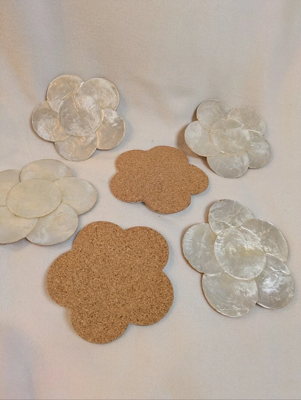Rare Vintage Opalescent Flower ShapeCoasters 3 7/8